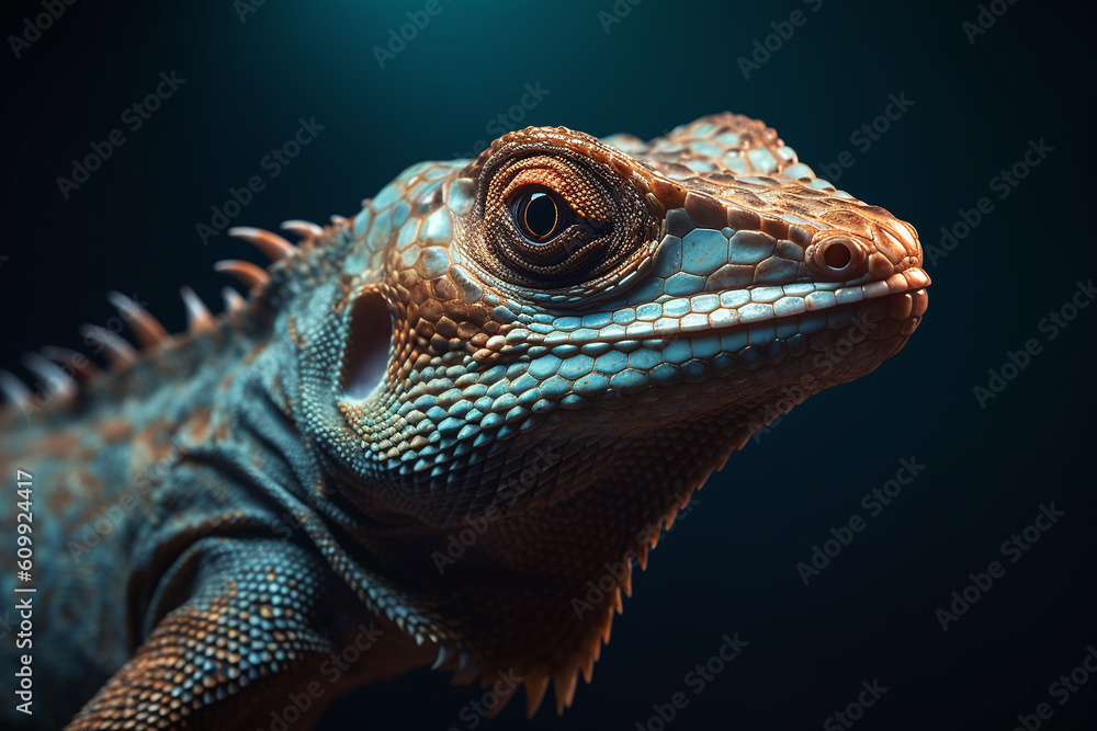 Fototapeta premium Iguana with full colors ai generative