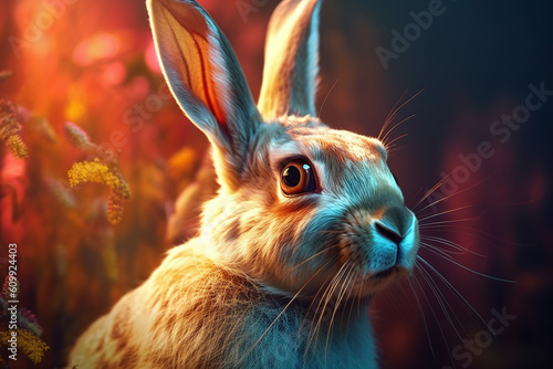 Portait of a rabbit with full colors ai generative