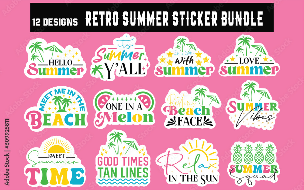 retro summer sticker, retro summer sticker svg design, retro summer sticker svg design new, retro summer sticker bundle, retro summer sticker bundle new, svg, t-shirt, svg design, shirt design,  T-shi