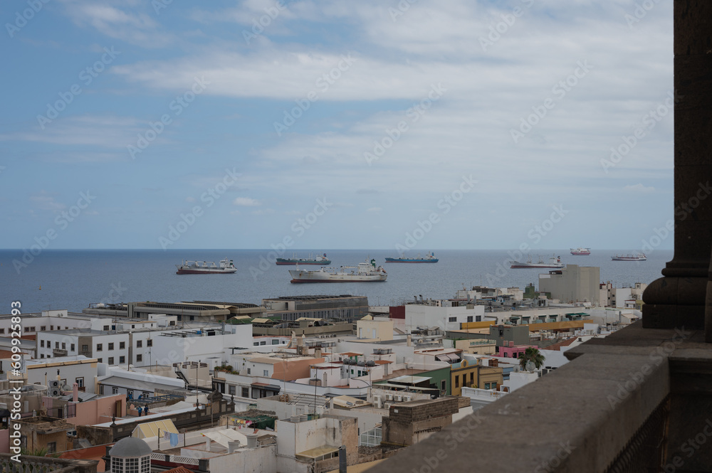 Views of the urban landscape and port of the city of Gran Canaria from the Cathedral