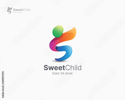 Sweet child letter s with colorful gradient logo