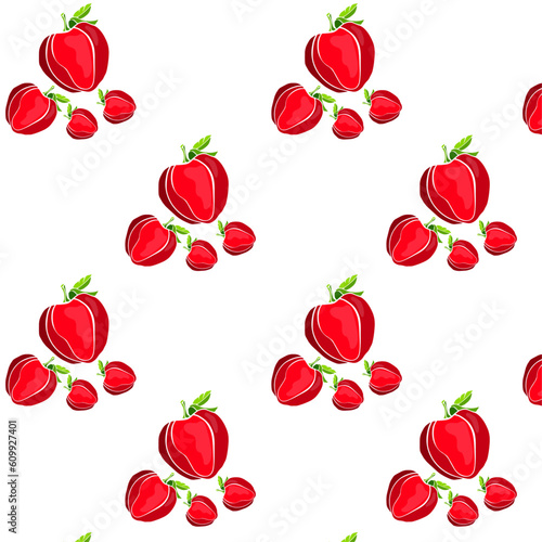 seamless pattern with painted strawberry and berry