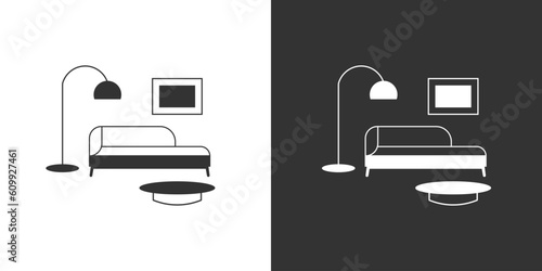 Furniture icon. Isolated on black and white background. Interior vector icon
