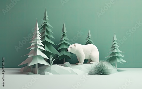 Polar bear on the ice. Generative AI. photo