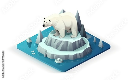Polar bear on the ice. Generative AI. photo