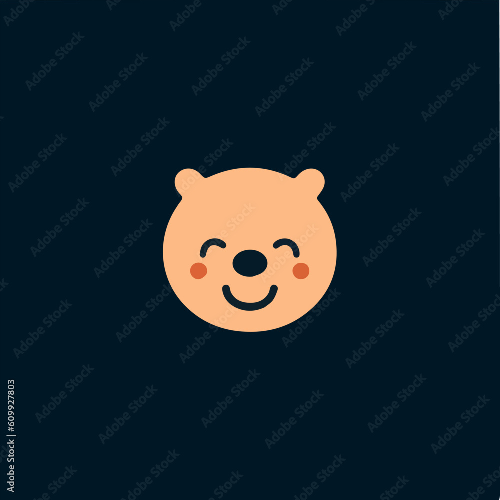 Fototapeta premium Vector illustration with cute little bear face isolated