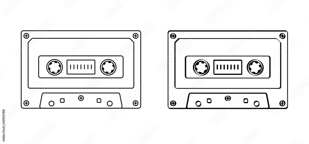 Cartoon plastic old audio record cassette. Drawing cassette tape symbol or icon. Retro music tape cassette, 1970s, 1980s style. For free copy. Music audio record from 70s, 80s, 90s hits, mixtape. Cartoon plastic old audio record cassette. Drawing cassette tape symbol or icon. Retro music tape cassette, 1970s, 1980s style. For free copy. Music audio record from 70s, 80s, 90s hits, mixtape.