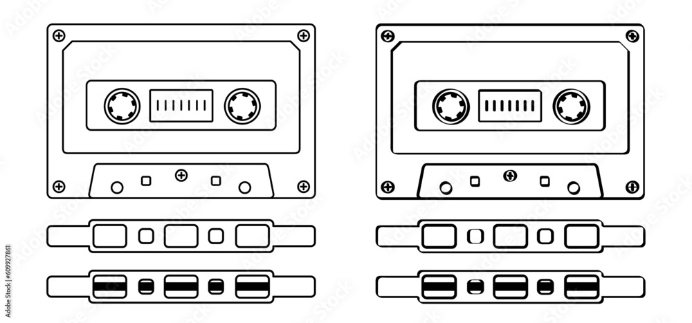 Cartoon plastic old audio record cassette. Drawing cassette tape symbol or icon. Retro music tape cassette, 1970s, 1980s style. For free copy. Music audio record from 70s, 80s, 90s hits, mixtape. Cartoon plastic old audio record cassette. Drawing cassette tape symbol or icon. Retro music tape cassette, 1970s, 1980s style. For free copy. Music audio record from 70s, 80s, 90s hits, mixtape.