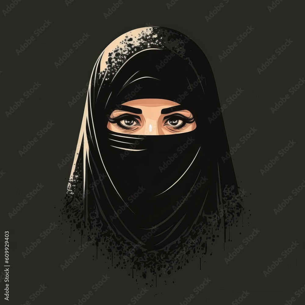 Woman in hijab head silhouette, face and hair Fashion icon, Generative ai Woman in hijab head silhouette, face and hair Fashion icon, Generative ai