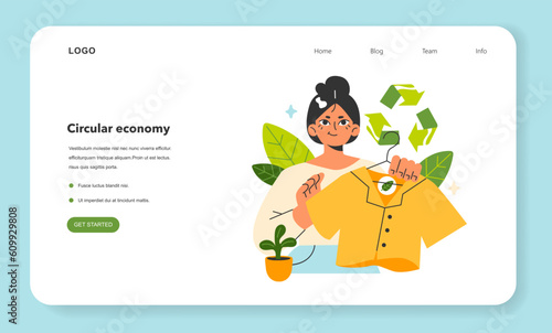Zero waste and circular economy web banner or landing page.