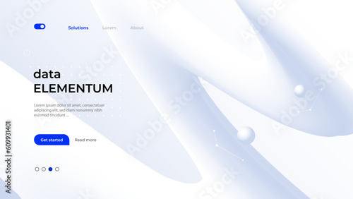 Neumorphism abstract poster with gradient white wave. Vector neumorphic duotone background with geometric 3d shapes. Minimal composition design for cover, landing page.