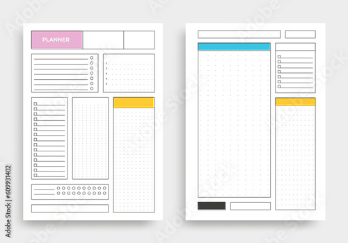 A4 Planner template. Blank notebook page. Habit tracker or project notes.