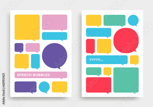 Poster with colorful speech bubbles. Color message