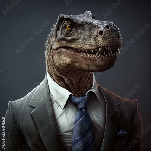 t-rex as business man, Generative ai © MG