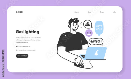 Cyberbullying web banner or landing page. Online harassment