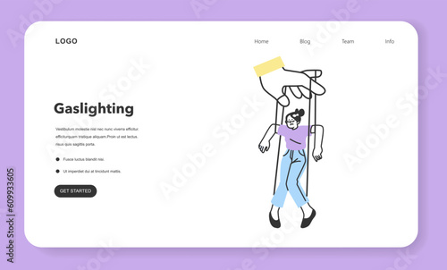 Gaslighting web banner or landing page. Psychological manipulation