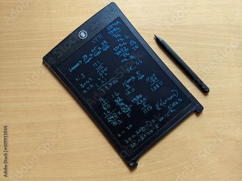 LCD writing tablet on the table