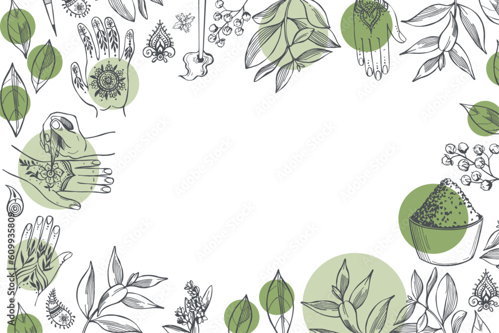 custom made wallpaper toronto digitalHenna set. Vector  background.