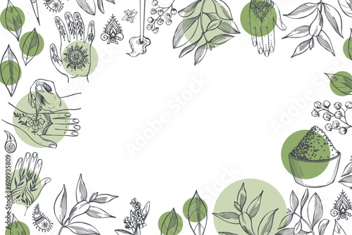 Henna set. Vector  background.