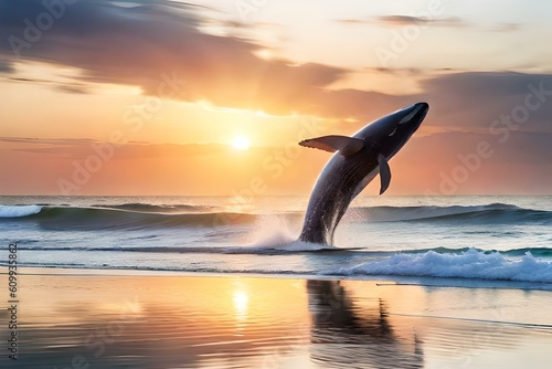 dolphin jumping out of the sea  AI Generated  © SadiGrapher