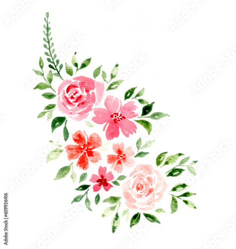 Watercolour rose flower decration