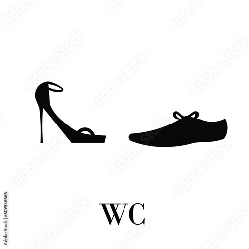 Toilet icons, vector illustrations of male and female shoes