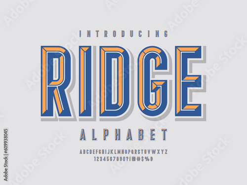 Chisel style alphabet design with uppercase, number and symbols