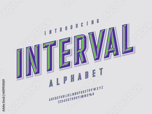 Chisel style alphabet design with uppercase, number and symbols