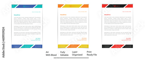 Simple corporate letterhead design tamolate