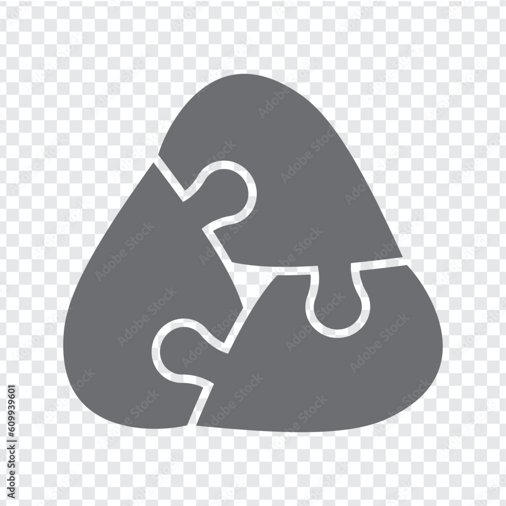 Simple icon puzzle in gray. Simple icon puzzle of the three elements  on transparent background for your web site design, app, UI. EPS10.