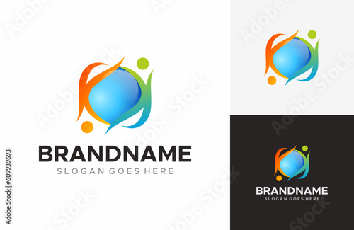 Human and earth theme logo, education provider, community, humanity
