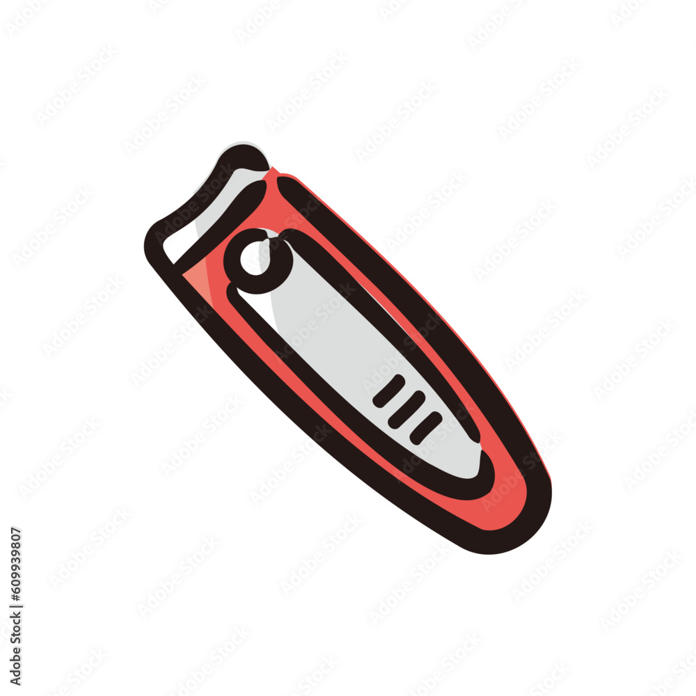Nail clipper - Cosmetic and makeup icon/illustration (Hand-drawn line, colored version)