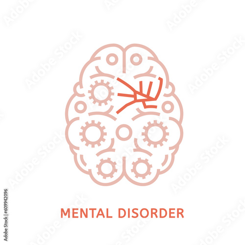 Vector dementia icon in outline style. Editable illustration