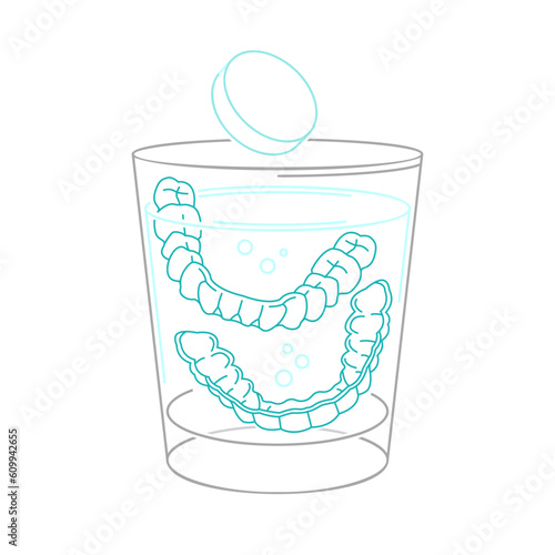 Orthodontic silicone trainer cleaning. Daily cleanser. Vector illustration