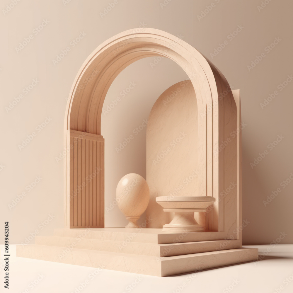 Minimalist background with podium for product presentation. Created with Generative AI technology. Minimalist background with podium for product presentation. Created with Generative AI technology.