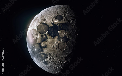Moon with isolated background,created with generative ai tecnology.