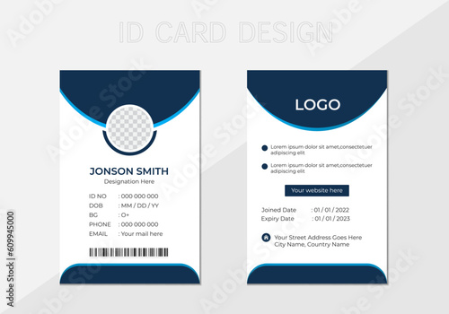 office staff identity card template design. Vector id card template. Simple realistic design. Corporate Id card design template.