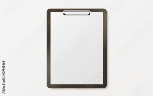 Clipboard communication, white sheet of paper in a clipboard, business paper. Vector illustration