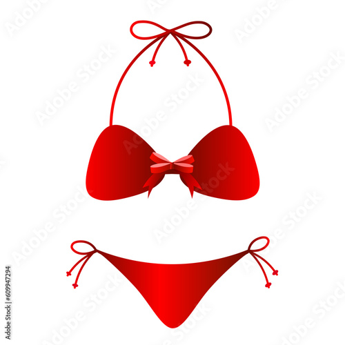 Top and bottom separate type bikini with string.