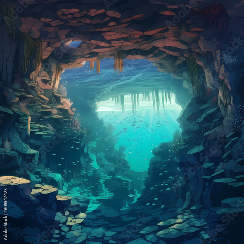inside an underwater cave