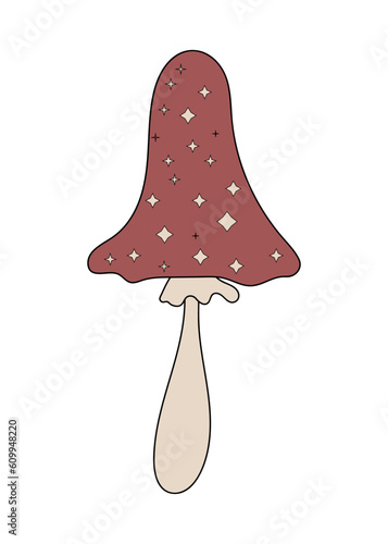 Groovy mushrooms retro vector illustration. Cartoon flat simple