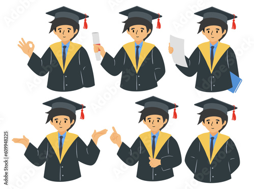 People Graduation character wearing toga uniform