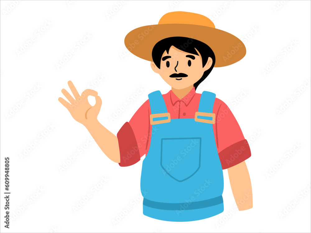 Presentation character Farmer wearing uniform
