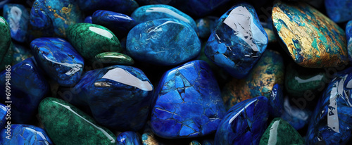 Blue-green stone background, azurite stone texture. photo