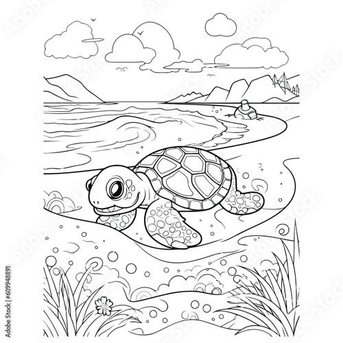 Beautiful Cute Turtle Coloring Pages
