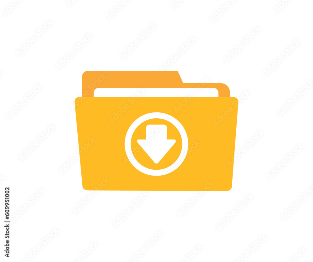 Folder flat icon sign, download folder. Folder with documents. Flat open folder icon set for paper design. Document icon sign with arrow down vector design and illustration.
Folder flat icon sign, download folder. Folder with documents. Flat open folder icon set for paper design. Document icon sign with arrow down vector design and illustration.