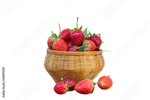 basket of strawberries isolated on a transparent background
