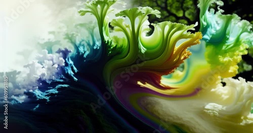 Redwood Tree Forest and Colorful Flowers Generative AI Animation