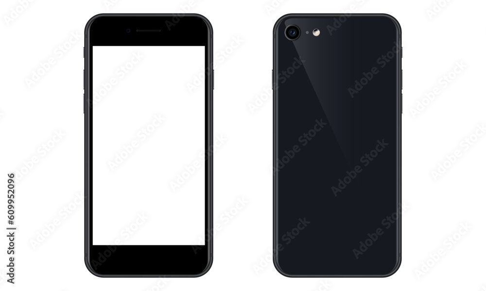 Smartphone vector graphic. Front and back of a modern smartphone. Smartphone vector graphic. Front and back of a modern smartphone.