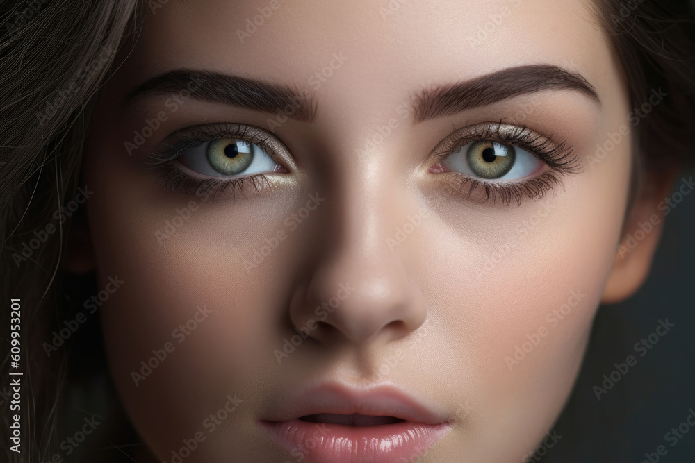 The gentle arc of delicate eyelashes a lullaby of harmony radiating from a still face.. AI generation The gentle arc of delicate eyelashes a lullaby of harmony radiating from a still face.. AI generation